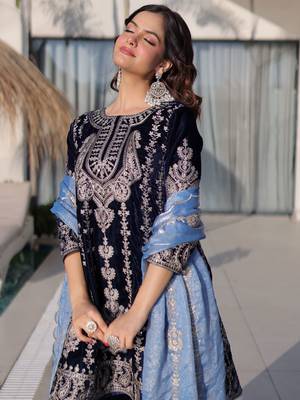 Blue Zari Embroidered Salwar Kameez 6