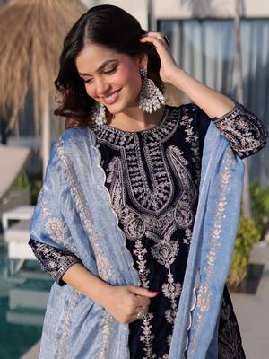 Blue Zari Embroidered Salwar Kameez 7