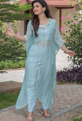 Baby pink mirror work kafta and inner and pant 1