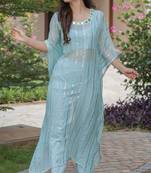 Baby pink mirror work kafta and inner and pant