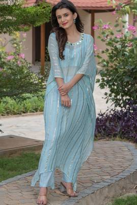 Baby pink mirror work kafta and inner and pant 2