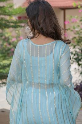 Baby pink mirror work kafta and inner and pant 5