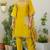 Mustard roman silk mirror work kaftan and pant
