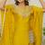 Mustard roman silk mirror work kaftan and pant