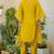 Mustard roman silk mirror work kaftan and pant