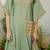 Green roman silk mirror work kaftan and pant