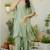 Green roman silk mirror work kaftan and pant