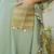 Green roman silk mirror work kaftan and pant