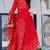 Red bhandhini print lace work anarkali and pant and dupatta