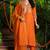 Orange silk embroidered kurta and pant and dupatta