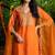 Orange silk embroidered kurta and pant and dupatta