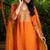 Orange silk embroidered kurta and pant and dupatta