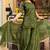 Green tissue lace work kurta and plazoo and dupata