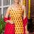 Yellow upada silk printed kurta and pant and red dupatta
