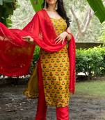 Green upada silk printed and pink upada silk pant and pink organza dupatta