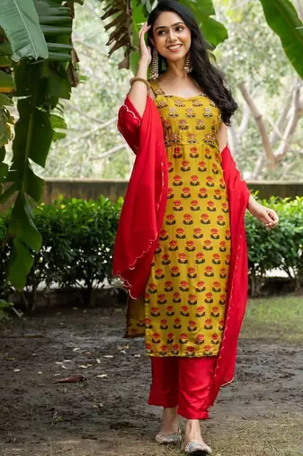 Green upada silk printed and pink upada silk pant and pink organza dupatta