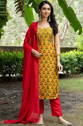 Green upada silk printed and pink upada silk pant and pink organza dupatta