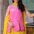 Pink upada silk lace work kura and yellow plazoo and yellow dupatta