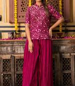 Wine upada silk printed top and plazoo