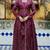 Wine organza anarkali with floral print upada silk shrug