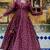 Wine organza anarkali with floral print upada silk shrug