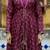 Wine organza anarkali with floral print upada silk shrug