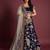 Navy Blue Velvet Stone Work Embroidered Traditional Lehenga Choli With Net Dupatta