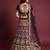 Wine Sequins Embroidered Semi Velvet Lehenga Choli For Wedding