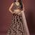 Maroon Thread, Dori & Sequins Embroidered Velvet Semi Stitched Bridal Lehenga