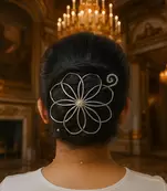Floral spiral silver-plated hair bun cage with fork: navratri festive hair pin