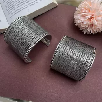 Oxidized silver handcuff bracelet: wide boho cuff bangle 1