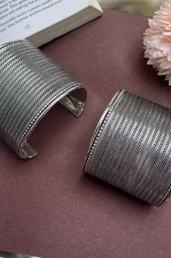 Oxidized silver handcuff bracelet: wide boho cuff bangle