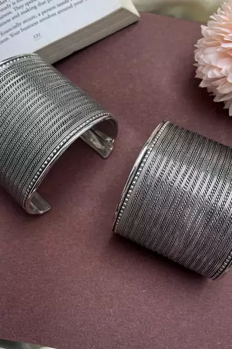 Oxidized silver handcuff bracelet: wide boho cuff bangle