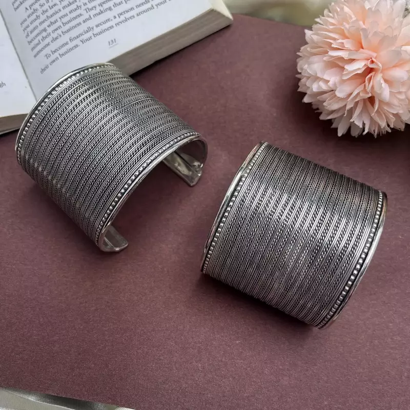 Oxidized silver handcuff bracelet: wide boho cuff bangle