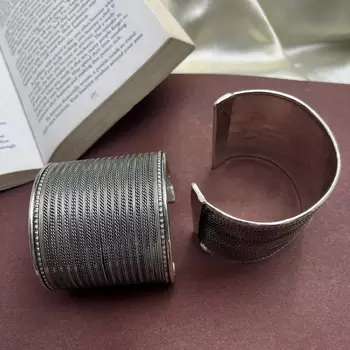 Oxidized silver handcuff bracelet: wide boho cuff bangle 3
