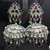 Oxidised silver multicolor jhumka earrings