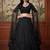 black sequins embroidered net lehenga set choli with dupatta