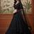 black sequins embroidered net lehenga set choli with dupatta