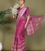 Pink astita tayari cotton saree with inner & pocket