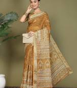 Yellow astita tayari cotton saree with inner & pocket