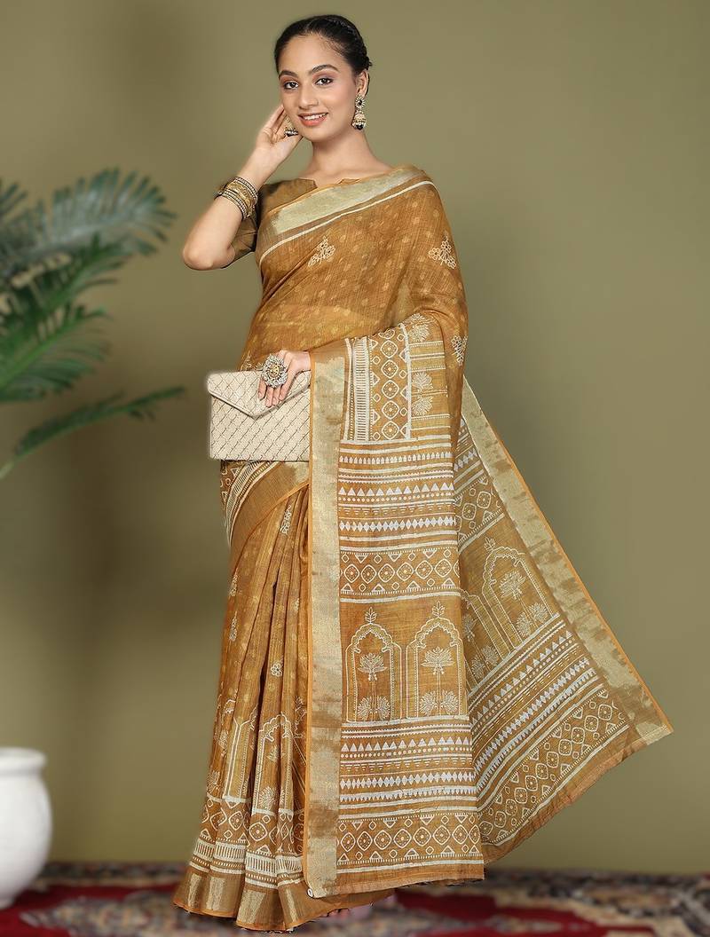 Yellow astita tayari vol-2 ready-to-wear cotton saree with inner & pocket | casual & uniform wear