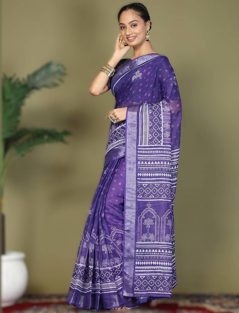 Purple astita tayari vol-2 ready-to-wear cotton saree with inner & pocket | casual & uniform wear