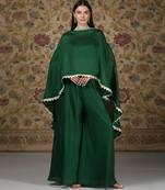 Green vichitra silk cape palazzo set