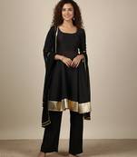 Black vichitra silk kurta palazzo set