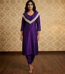 Purple vichitra silk cape dhoti set