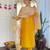 yellow viscose embroidered straight kurta with pant and dupatta set