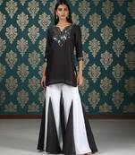 Black vichitra silk mirror work set