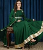 Green vichitra silk anarkali set