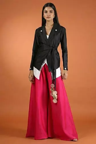 Vichitra silk jacket palazzo set