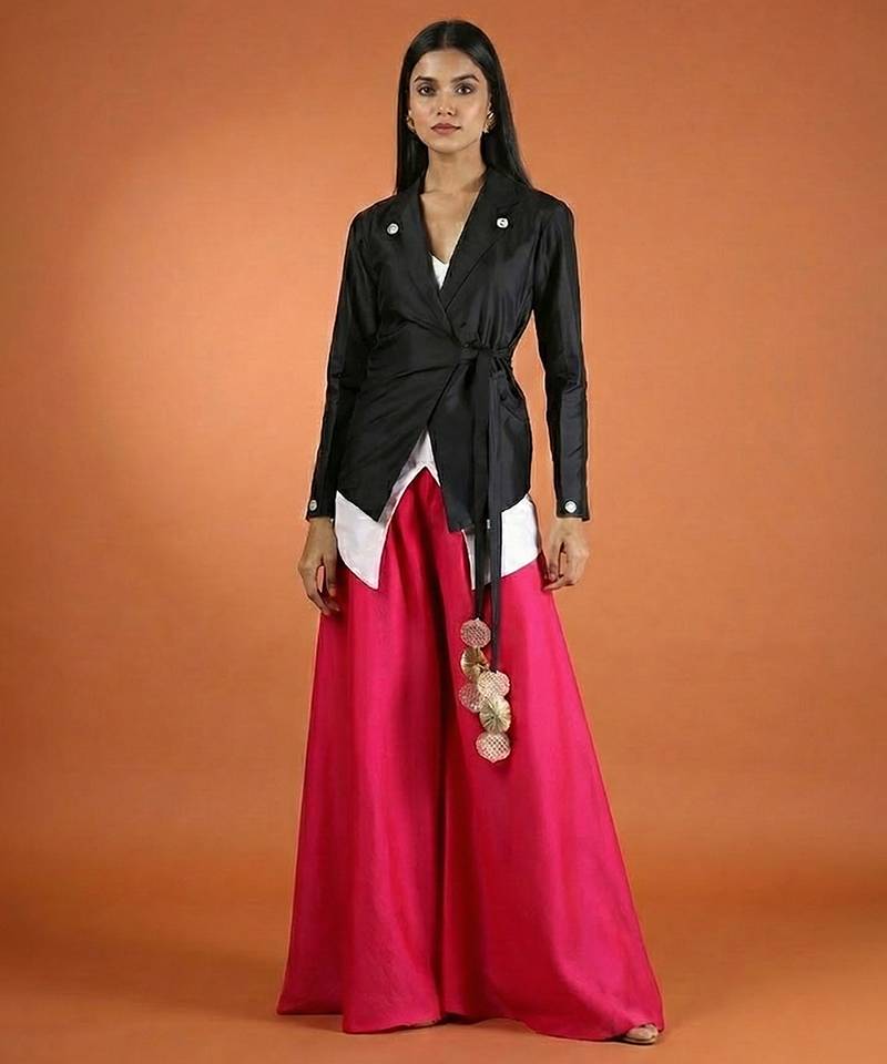 Vichitra silk jacket palazzo set